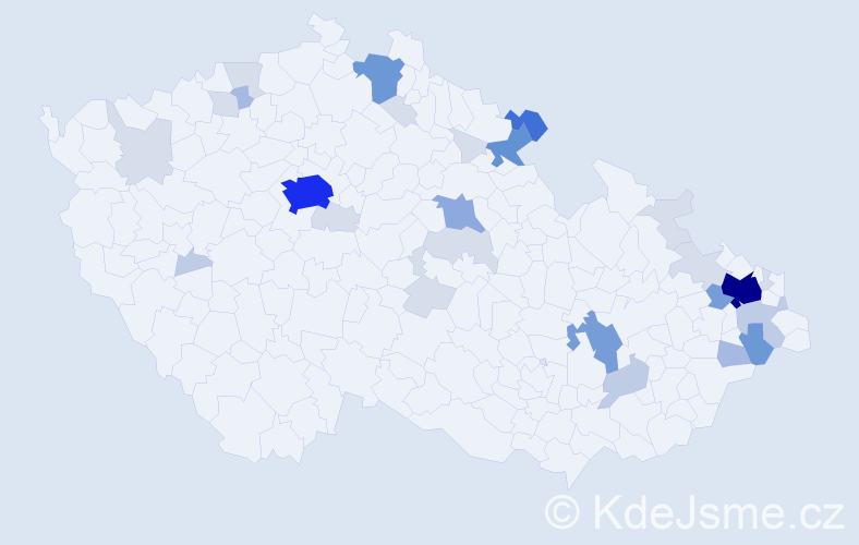 Příjmení: 'Stiller', počet výskytů 108 v celé ČR