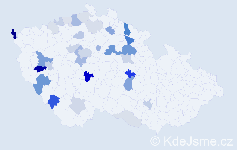 Příjmení: 'Zub', počet výskytů 100 v celé ČR