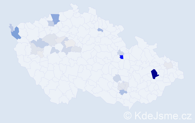 Příjmení: 'Jakubka', počet výskytů 72 v celé ČR