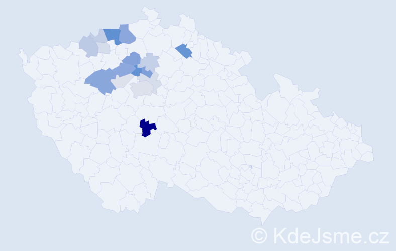 Příjmení: 'Kokšal', počet výskytů 46 v celé ČR