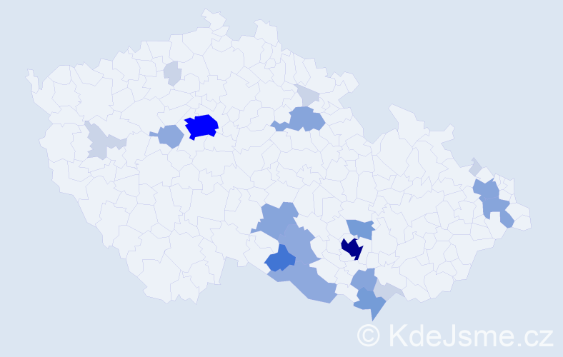 Příjmení: 'Ellinger', počet výskytů 64 v celé ČR