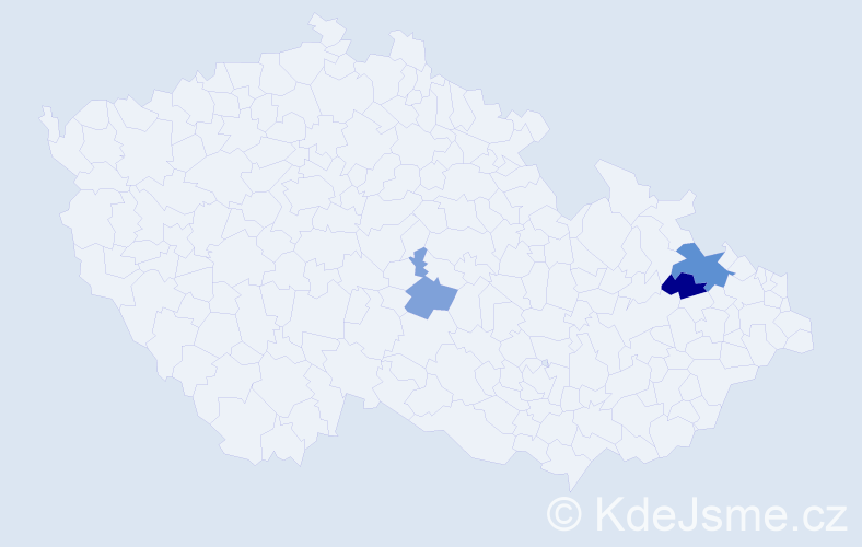 Příjmení: 'Pécsi', počet výskytů 9 v celé ČR