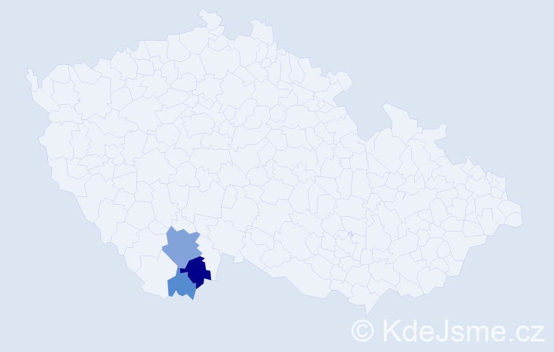 Příjmení: 'Pupek', počet výskytů 6 v celé ČR