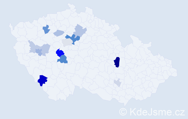 Příjmení: 'Voděrová', počet výskytů 42 v celé ČR