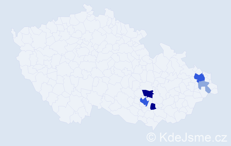 Příjmení: 'Kleka', počet výskytů 17 v celé ČR