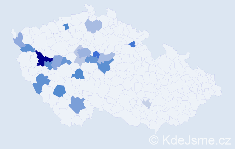 Příjmení: 'Peller', počet výskytů 45 v celé ČR