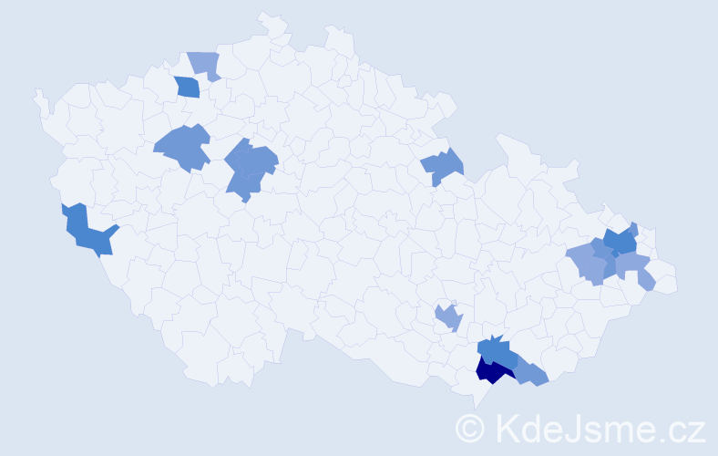 Příjmení: 'Stanček', počet výskytů 39 v celé ČR