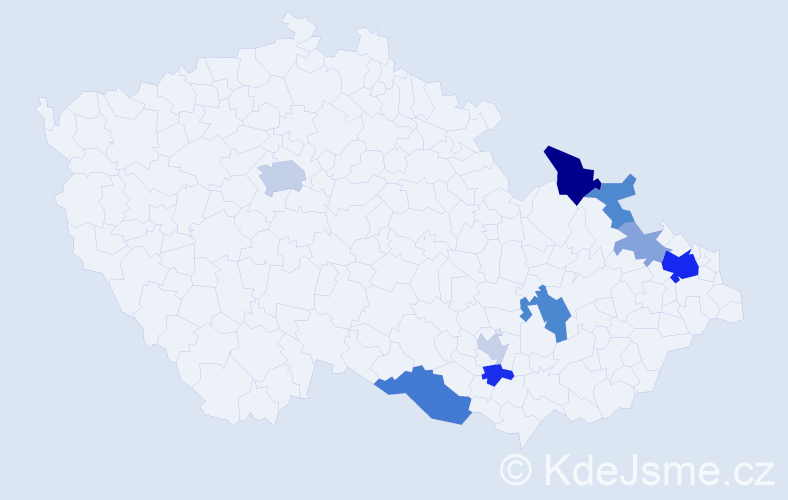 Příjmení: 'Kahaj', počet výskytů 20 v celé ČR
