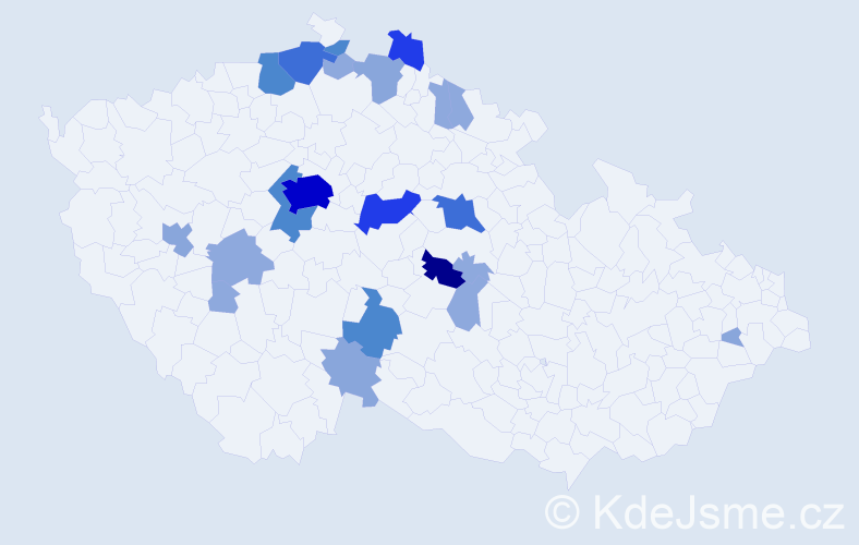 Příjmení: 'Cimpl', počet výskytů 70 v celé ČR