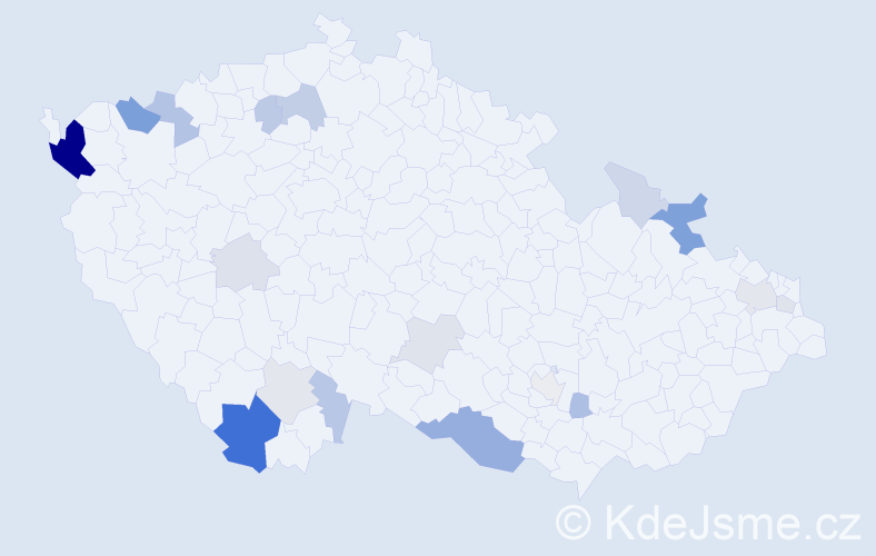 Příjmení: 'Kotlar', počet výskytů 53 v celé ČR