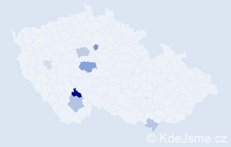 Příjmení: 'Auzký', počet výskytů 19 v celé ČR