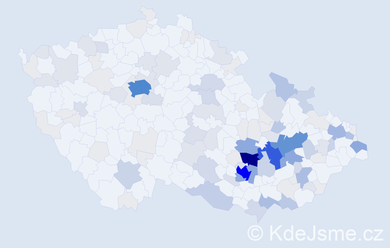 Příjmení: 'Nezval', počet výskytů 448 v celé ČR