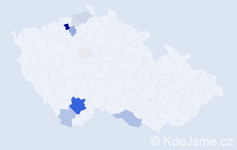 Příjmení: 'Niedlová', počet výskytů 24 v celé ČR