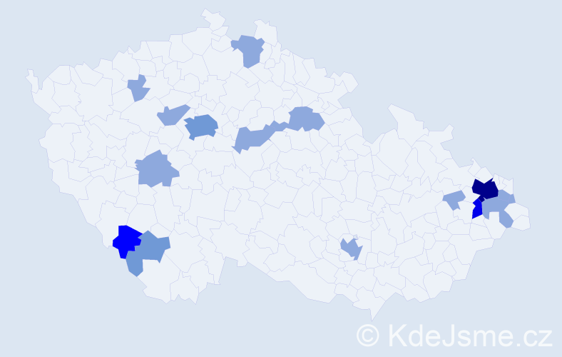 Příjmení: 'Kerekeš', počet výskytů 30 v celé ČR