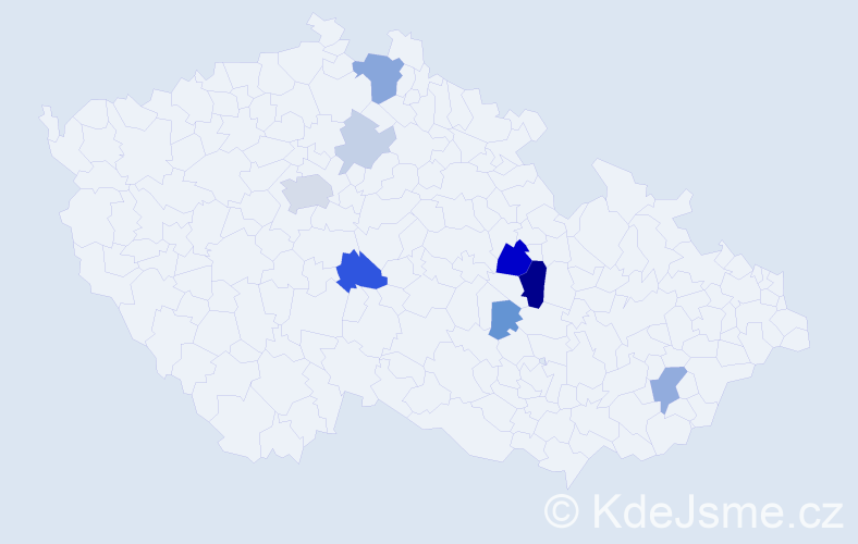 Příjmení: 'Vokas', počet výskytů 21 v celé ČR