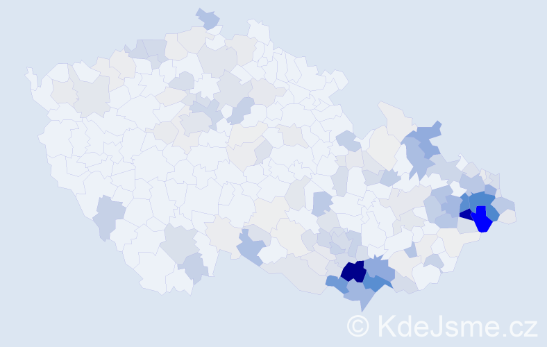 Příjmení: 'Michna', počet výskytů 774 v celé ČR
