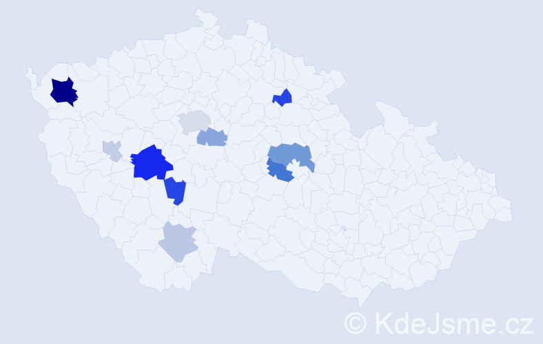 Příjmení: 'Paprštein', počet výskytů 21 v celé ČR