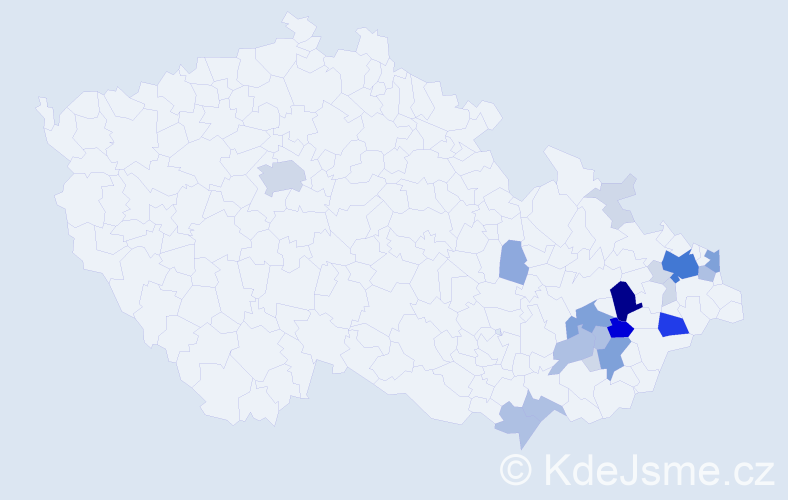 Příjmení: 'Mikšánek', počet výskytů 76 v celé ČR