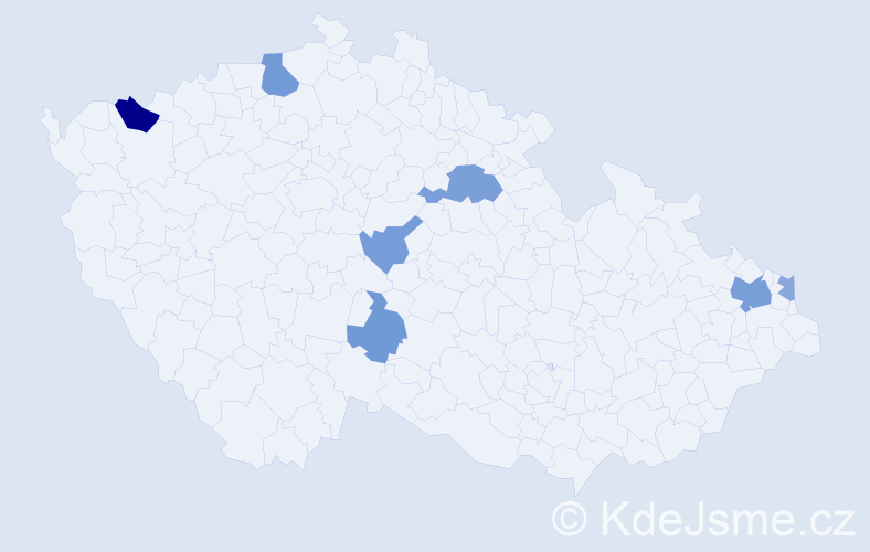 Příjmení: 'Márta', počet výskytů 13 v celé ČR