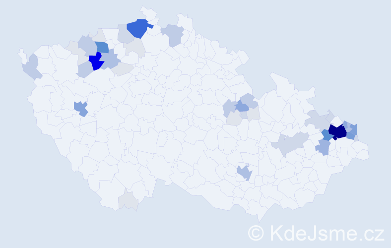 Příjmení: 'Pulková', počet výskytů 188 v celé ČR