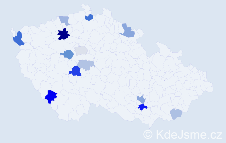 Příjmení: 'Rajlich', počet výskytů 39 v celé ČR