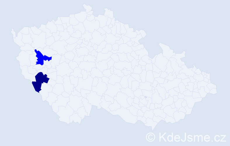 Příjmení: 'Kur', počet výskytů 5 v celé ČR