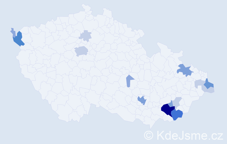 Příjmení: 'Kura', počet výskytů 48 v celé ČR