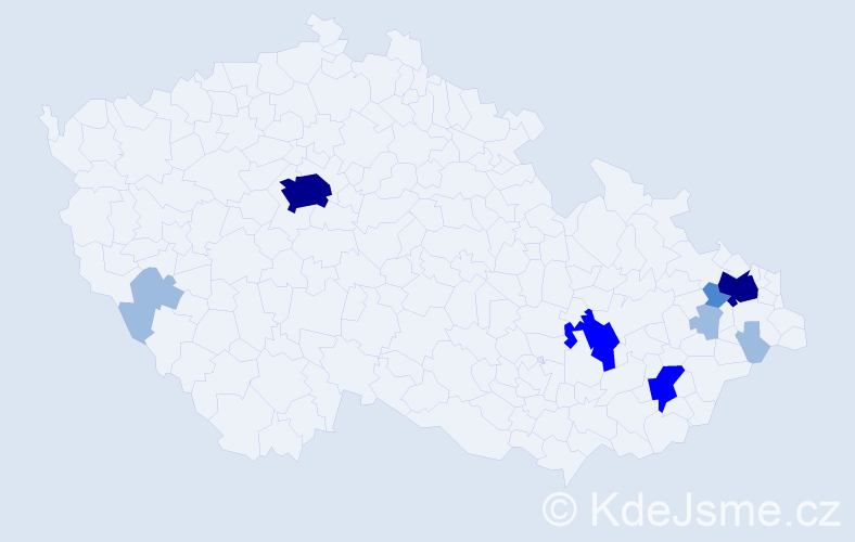 Příjmení: 'Vilčáková', počet výskytů 19 v celé ČR