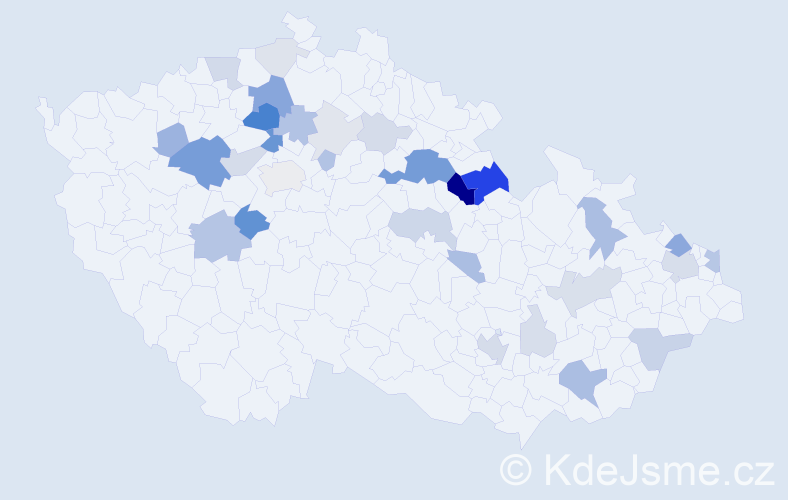 Příjmení: 'Pinka', počet výskytů 99 v celé ČR