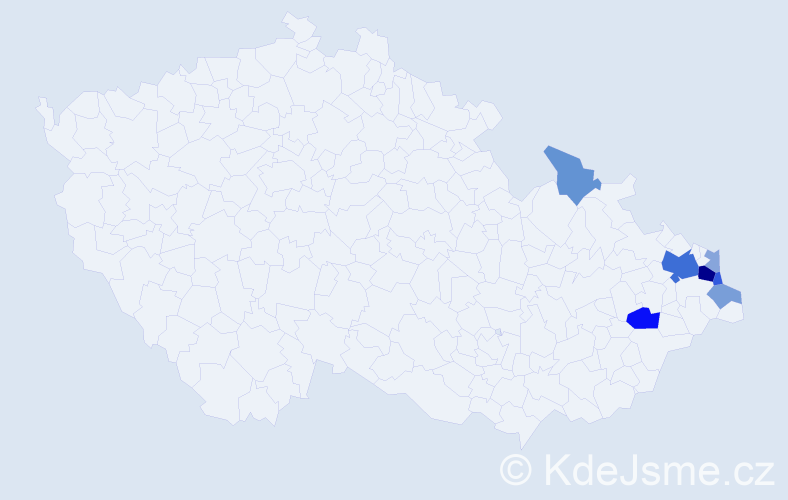Příjmení: 'Kabiesz', počet výskytů 18 v celé ČR