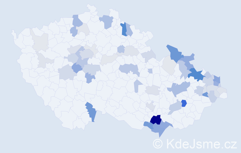 Příjmení: 'Svrček', počet výskytů 205 v celé ČR