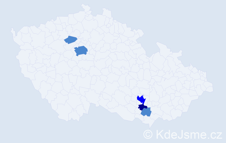 Příjmení: 'Tukačová', počet výskytů 8 v celé ČR