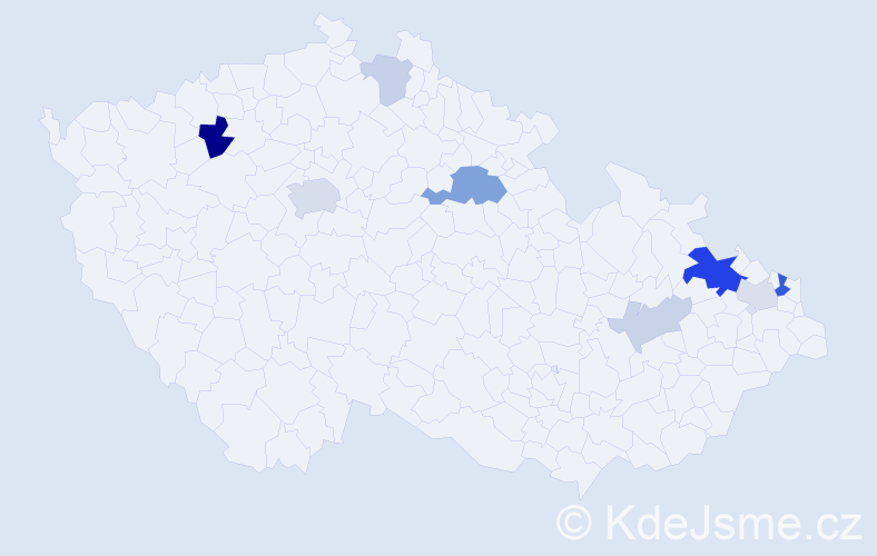 Příjmení: 'Kawan', počet výskytů 22 v celé ČR