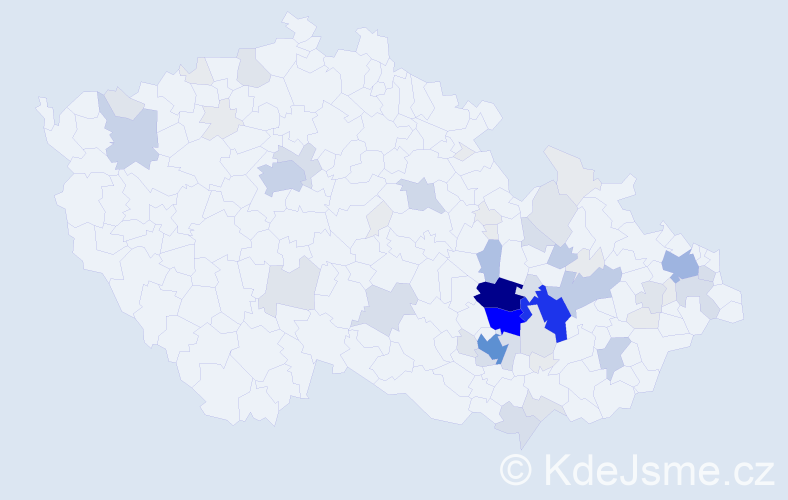 Příjmení: 'Vybíhal', počet výskytů 274 v celé ČR