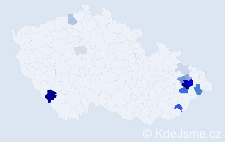 Příjmení: 'Kotrsová', počet výskytů 36 v celé ČR