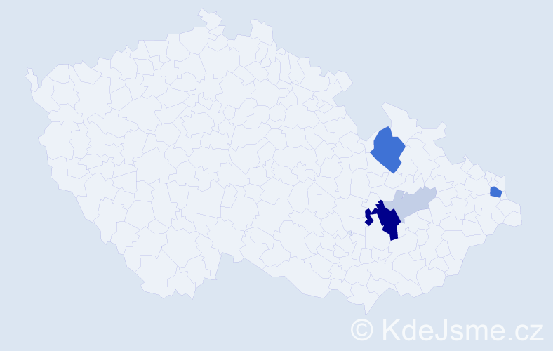 Příjmení: 'Kotrysová', počet výskytů 24 v celé ČR