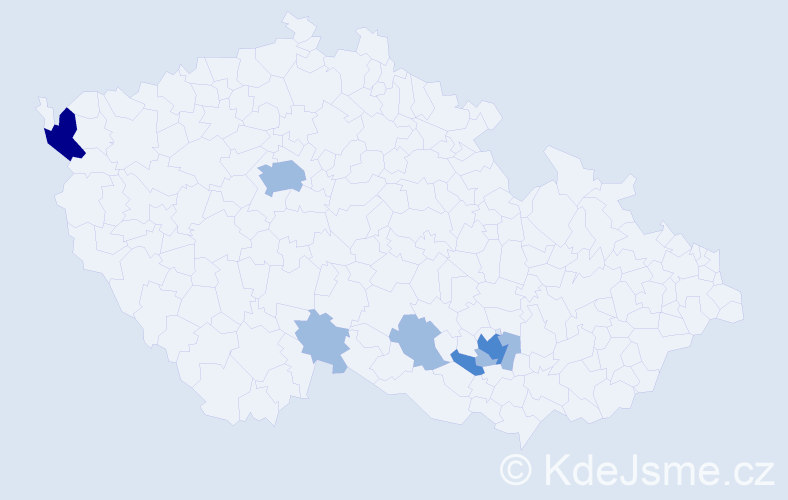Příjmení: 'Cunder', počet výskytů 12 v celé ČR