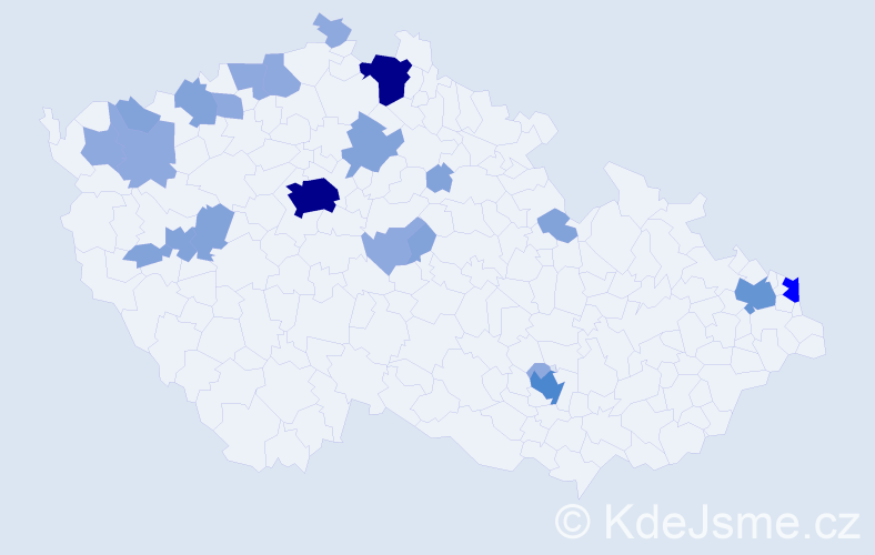 Příjmení: 'Celer', počet výskytů 55 v celé ČR