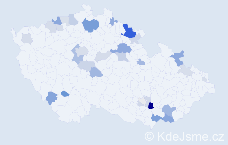 Příjmení: 'Zástavová', počet výskytů 68 v celé ČR