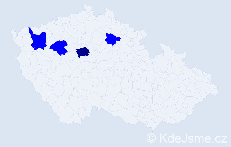 Příjmení: 'Legar', počet výskytů 5 v celé ČR