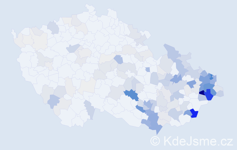 Příjmení: 'Káňa', počet výskytů 696 v celé ČR