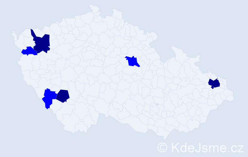 Příjmení: 'Kavec', počet výskytů 9 v celé ČR