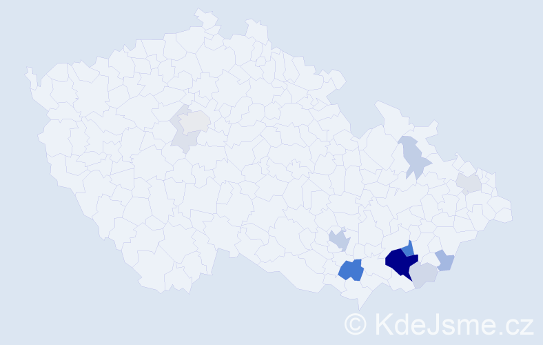 Příjmení: 'Húsek', počet výskytů 46 v celé ČR