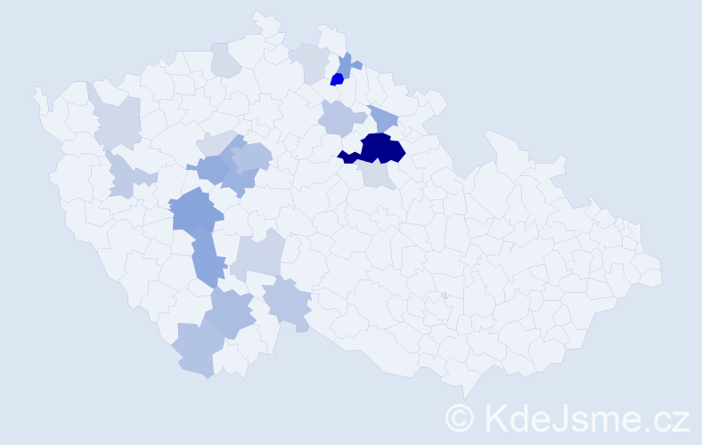 Příjmení: 'Bohdanecká', počet výskytů 63 v celé ČR