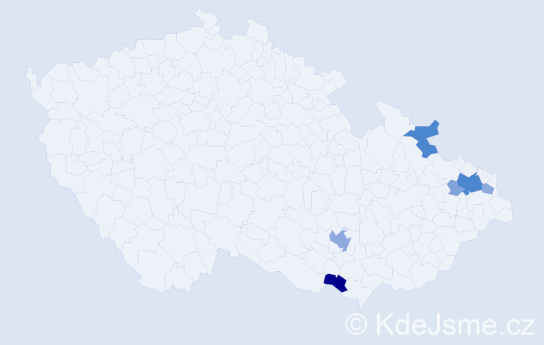 Příjmení: 'Predikantová', počet výskytů 20 v celé ČR