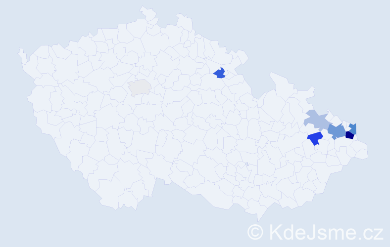 Příjmení: 'Komenderová', počet výskytů 20 v celé ČR