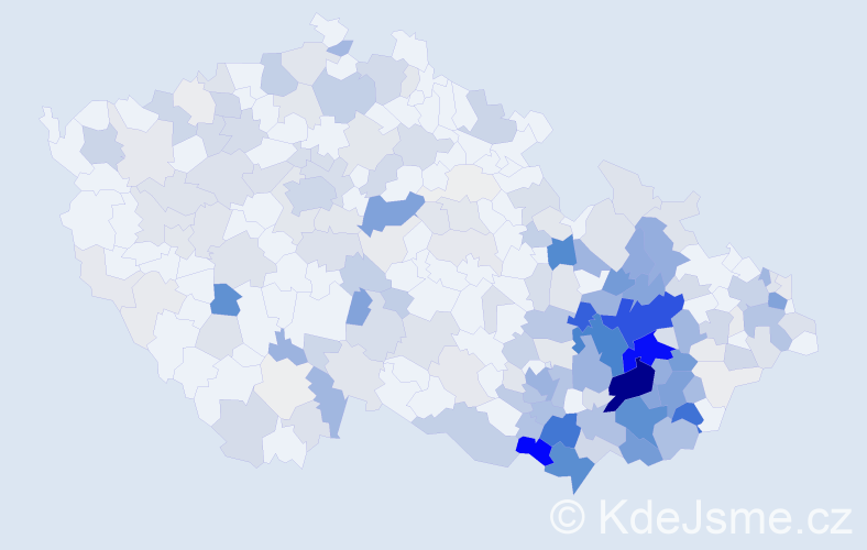 Příjmení: 'Hrabal', počet výskytů 1030 v celé ČR