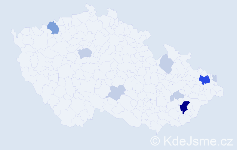 Příjmení: 'Pečková', počet výskytů 26 v celé ČR