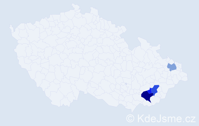 Příjmení: 'Brucháčková', počet výskytů 8 v celé ČR