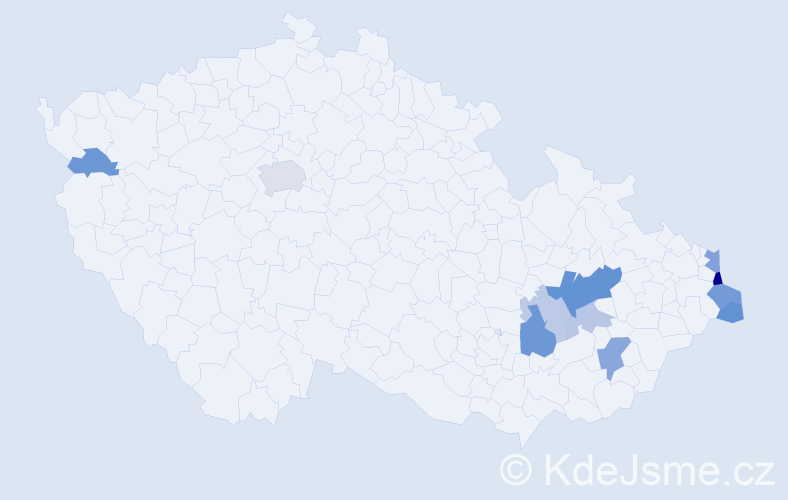 Příjmení: 'Stenchláková', počet výskytů 23 v celé ČR